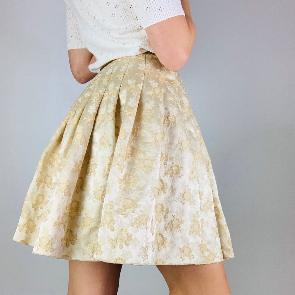 BLUMARINE Wool Silk Lurex ALine Pleated Mini Skirt